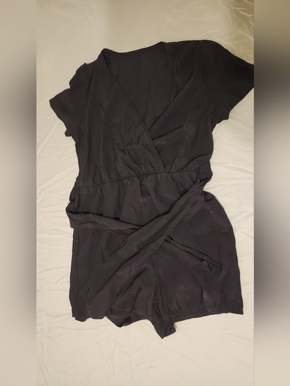 Women's Black Romper with Elastic Waist